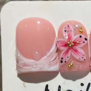 Nail Art Pink Cat Eye - Juego de 10 Uñas Postizas Cortas