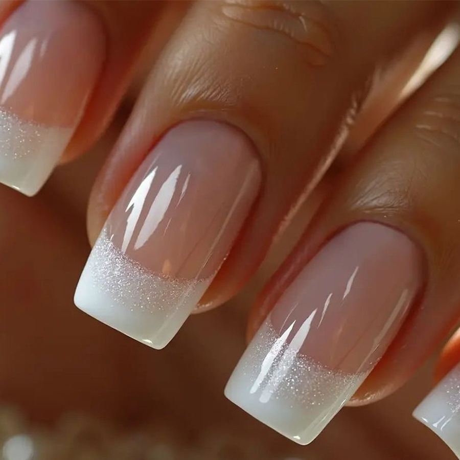 Nail Art Glitter - 24 piezas/set de uñas postizas cuadradas