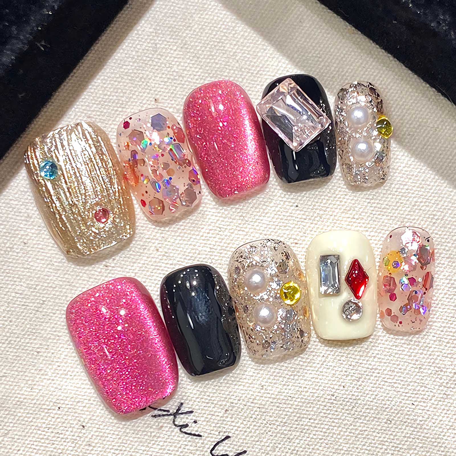 Nail Art Glitter - Uñas postizas hechas a mano, Uñas