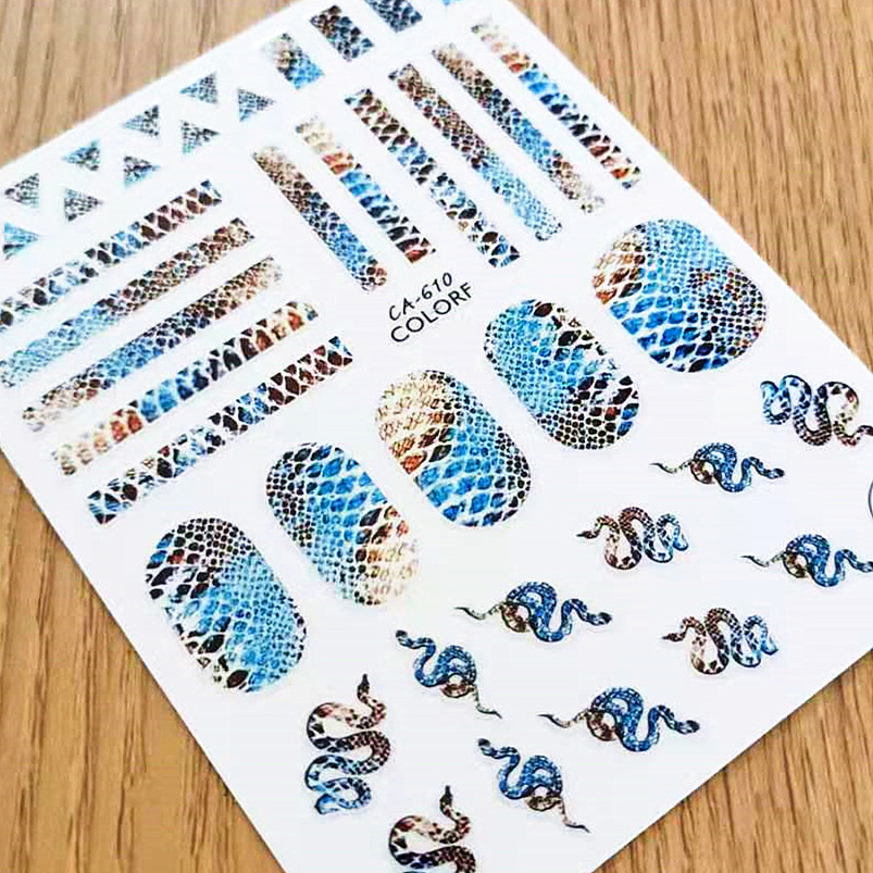 Nail Art Zebra Design - Calcomanía de pegamento trasero 3D con