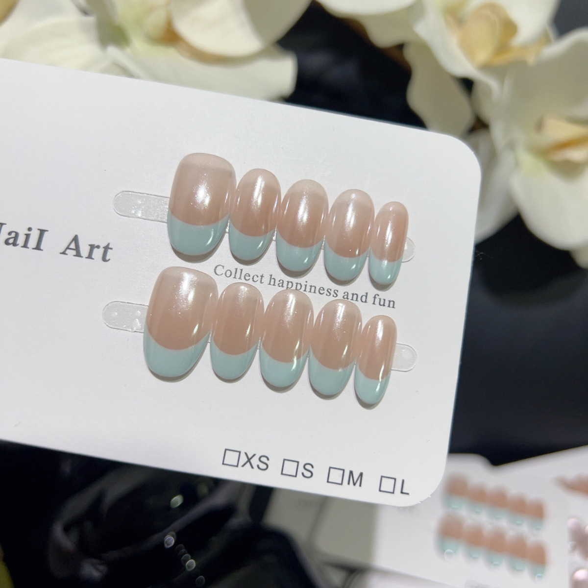 Nail Art Pink Cat Eye - Set de 10 Uñas Postizas Francesas
