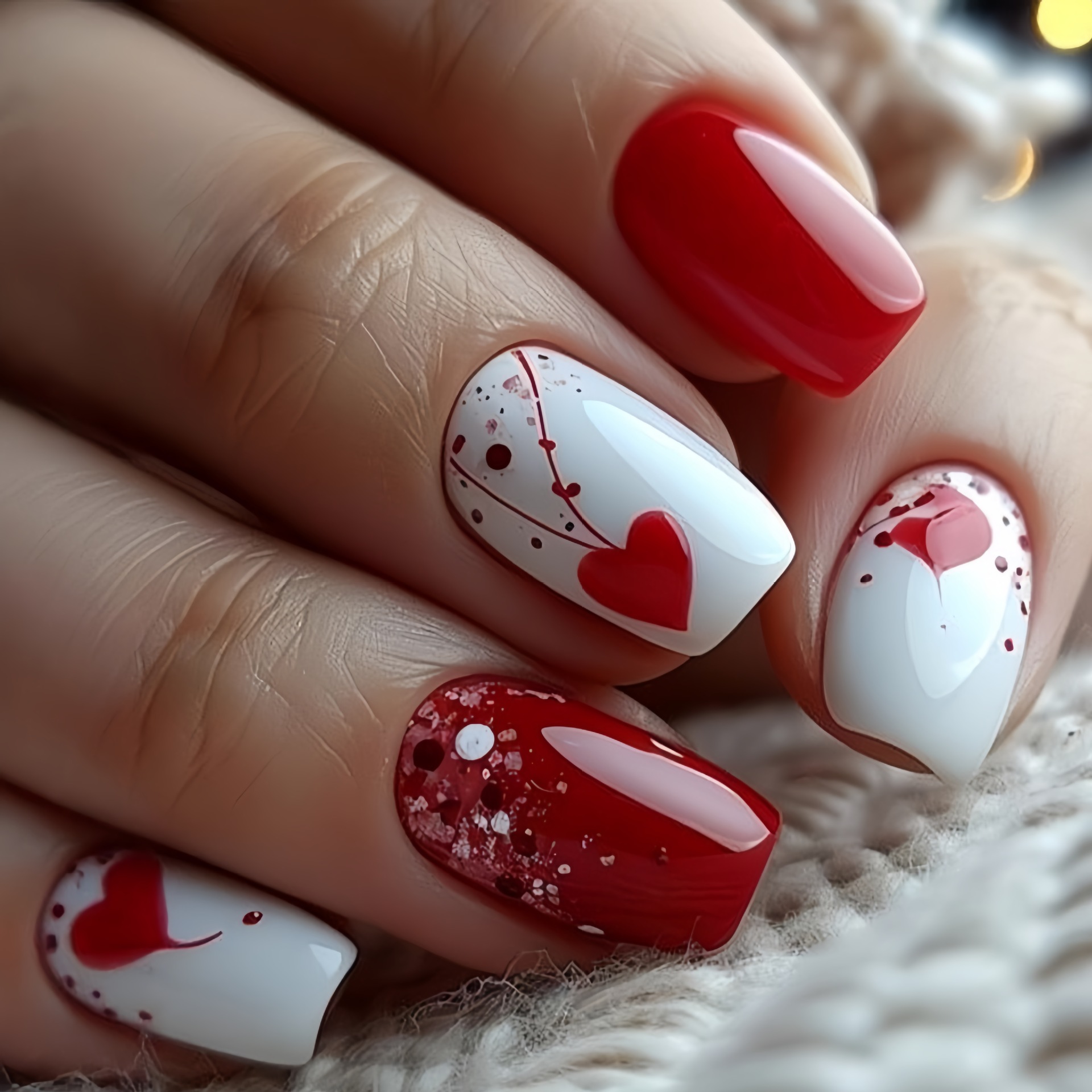 Nail Art Red - Uñas postizas cortas y medianas para