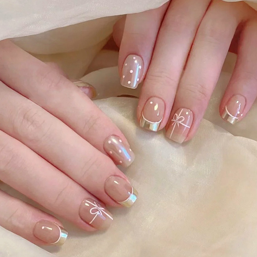 Nail Art Red - Uñas postizas cortas cuadradas para mujeres