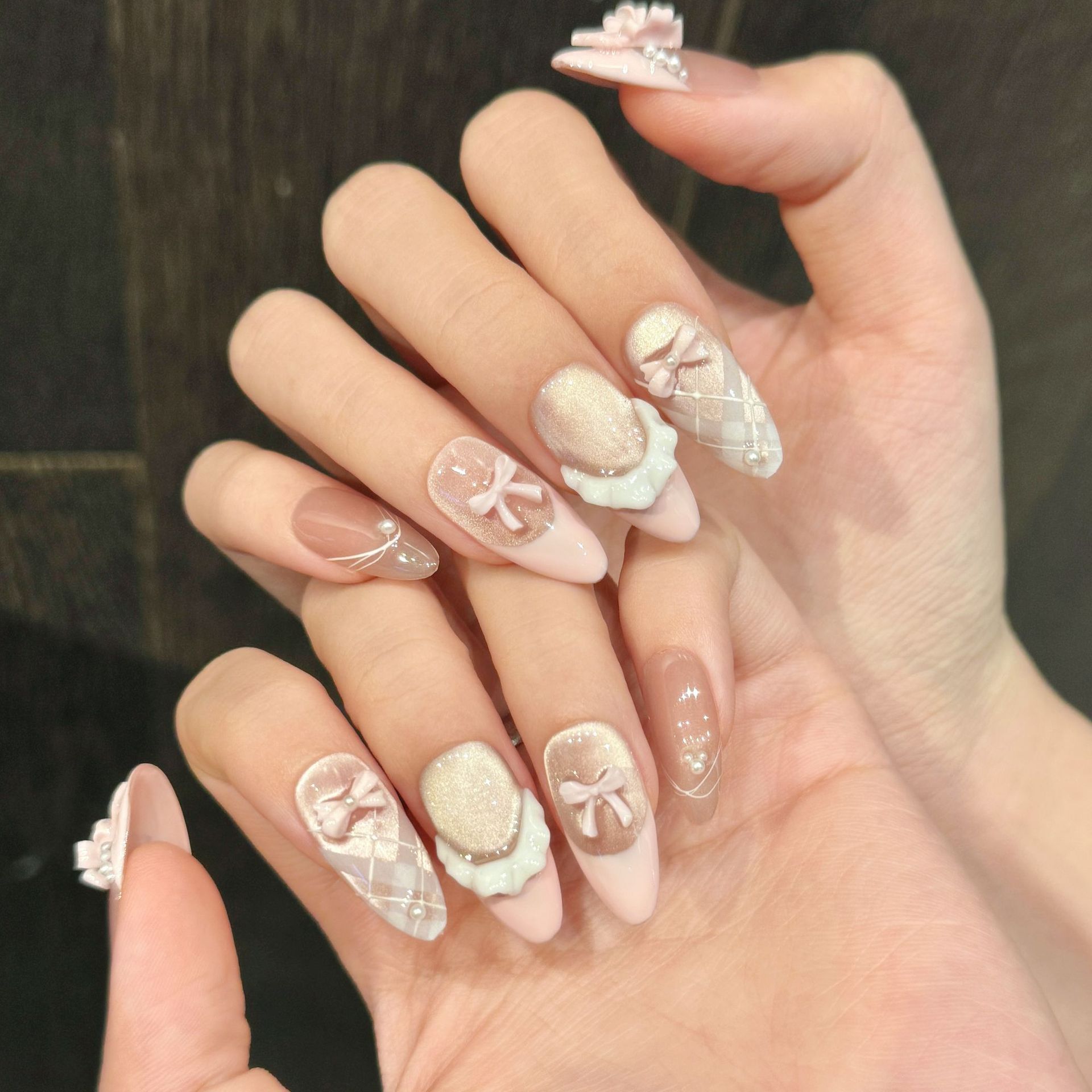10 Uds. De uñas postizas hecha - Nail Art Pink Cat Eye reseña y precio