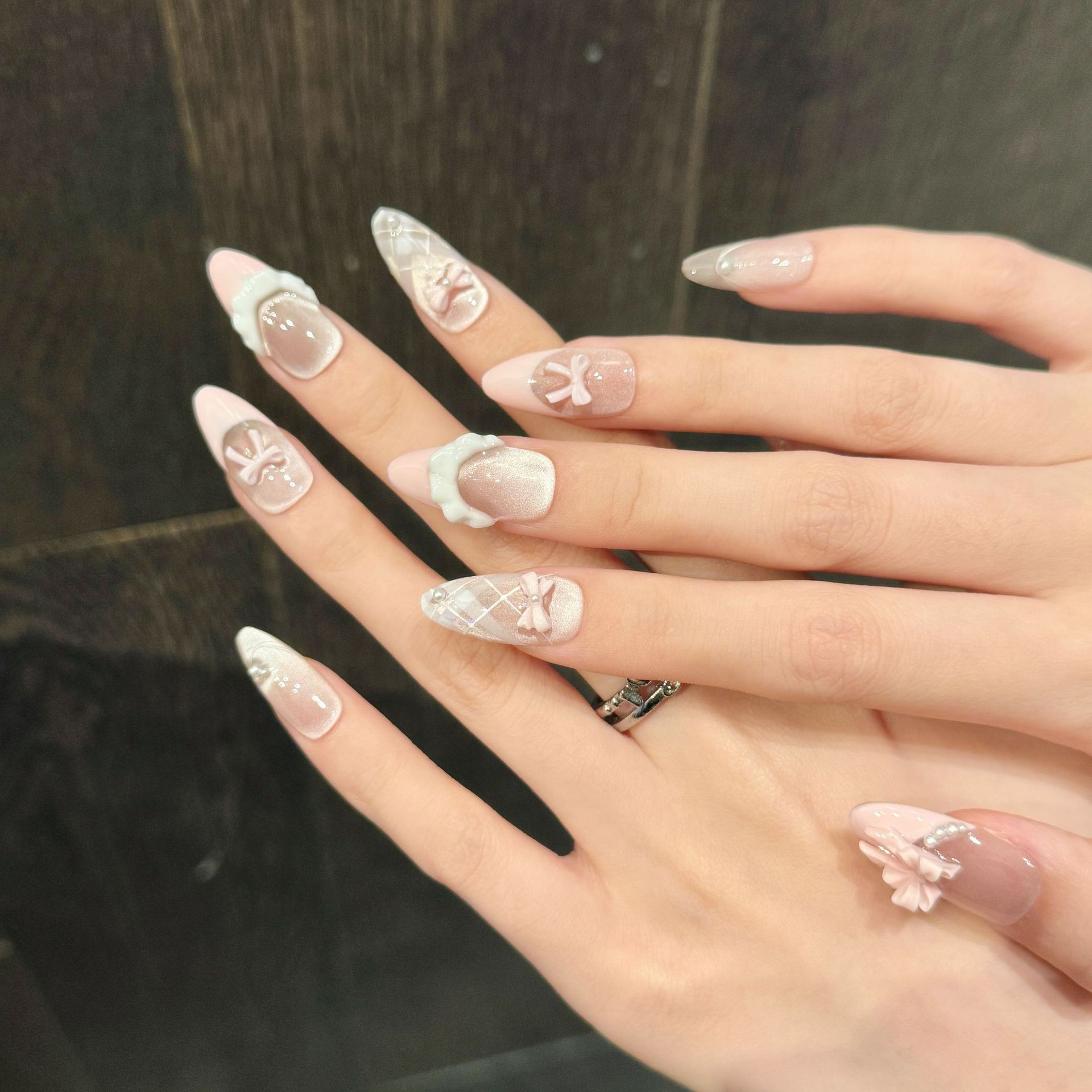 10 Uds. De uñas postizas hecha - Nail Art Pink Cat Eye reseña y precio