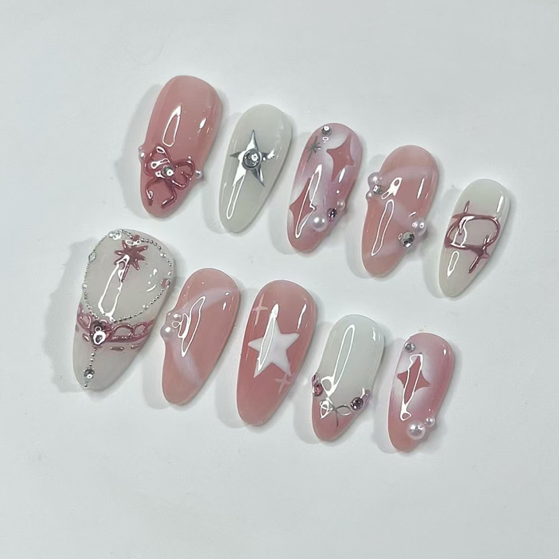 Juego de 24 Uds de uñas cortas - Nail Art Glitter reseña y precio