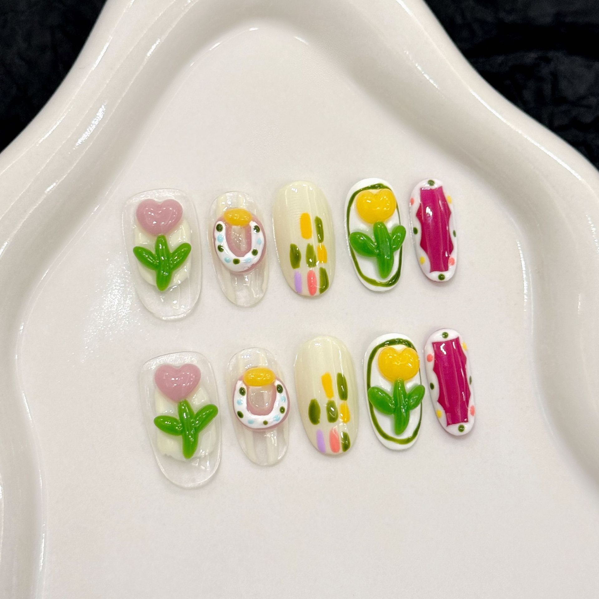 10 Uds. De uñas postizas hecha - Nail Art Pink Cat Eye reseña y precio