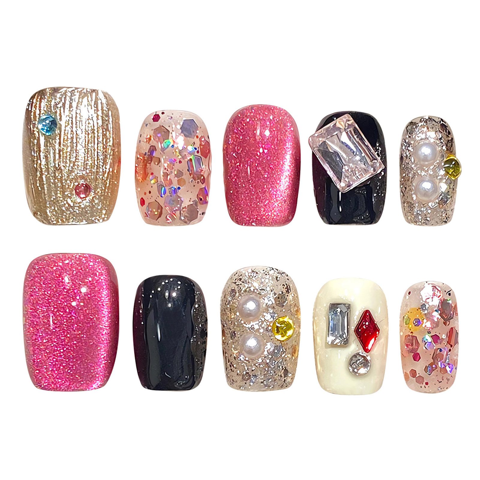 Uñas postizas hechas a mano, U - Nail Art Glitter reseña y precio