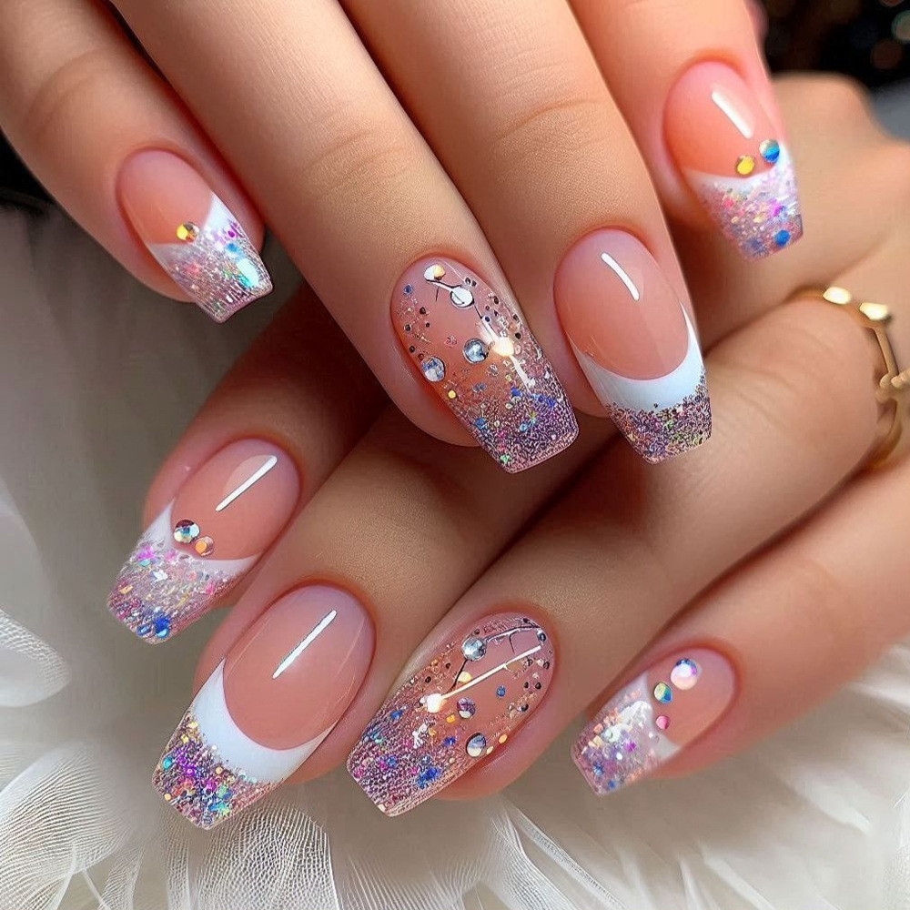 24 unids/set de uñas postizas  - Nail Art Glitter reseña y precio
