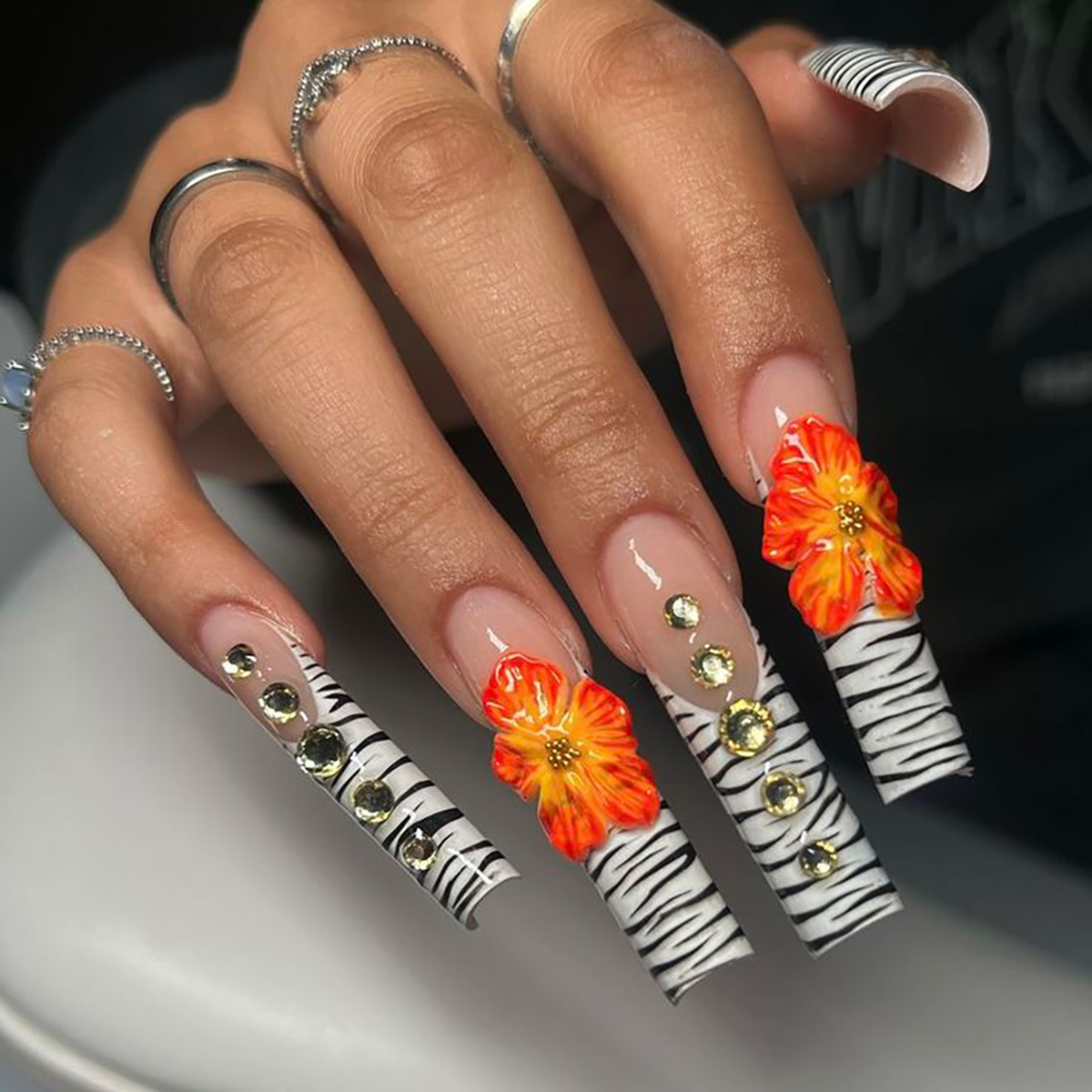 24 Uñas Postizas Largas con Fo - Nail Art Glitter reseña y precio