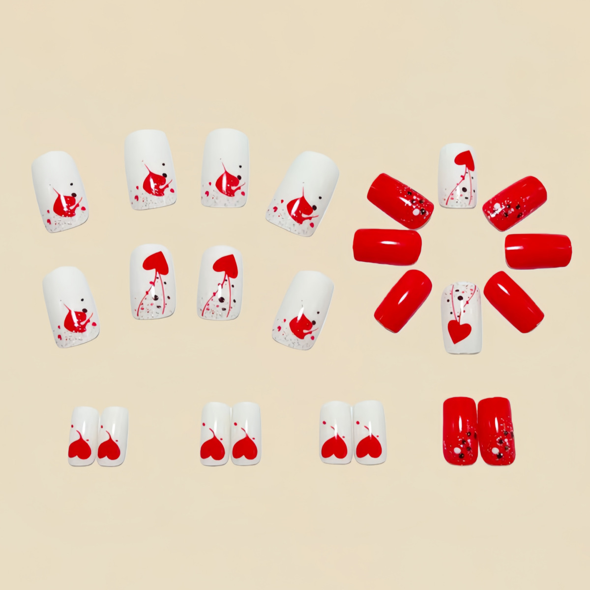 Uñas postizas cortas y mediana - Nail Art Red reseña y precio