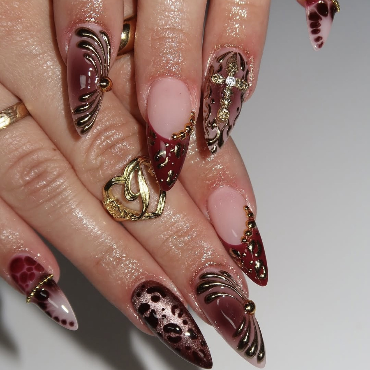 Uñas postizas color rojo vino  - Nail Art Red reseña y precio
