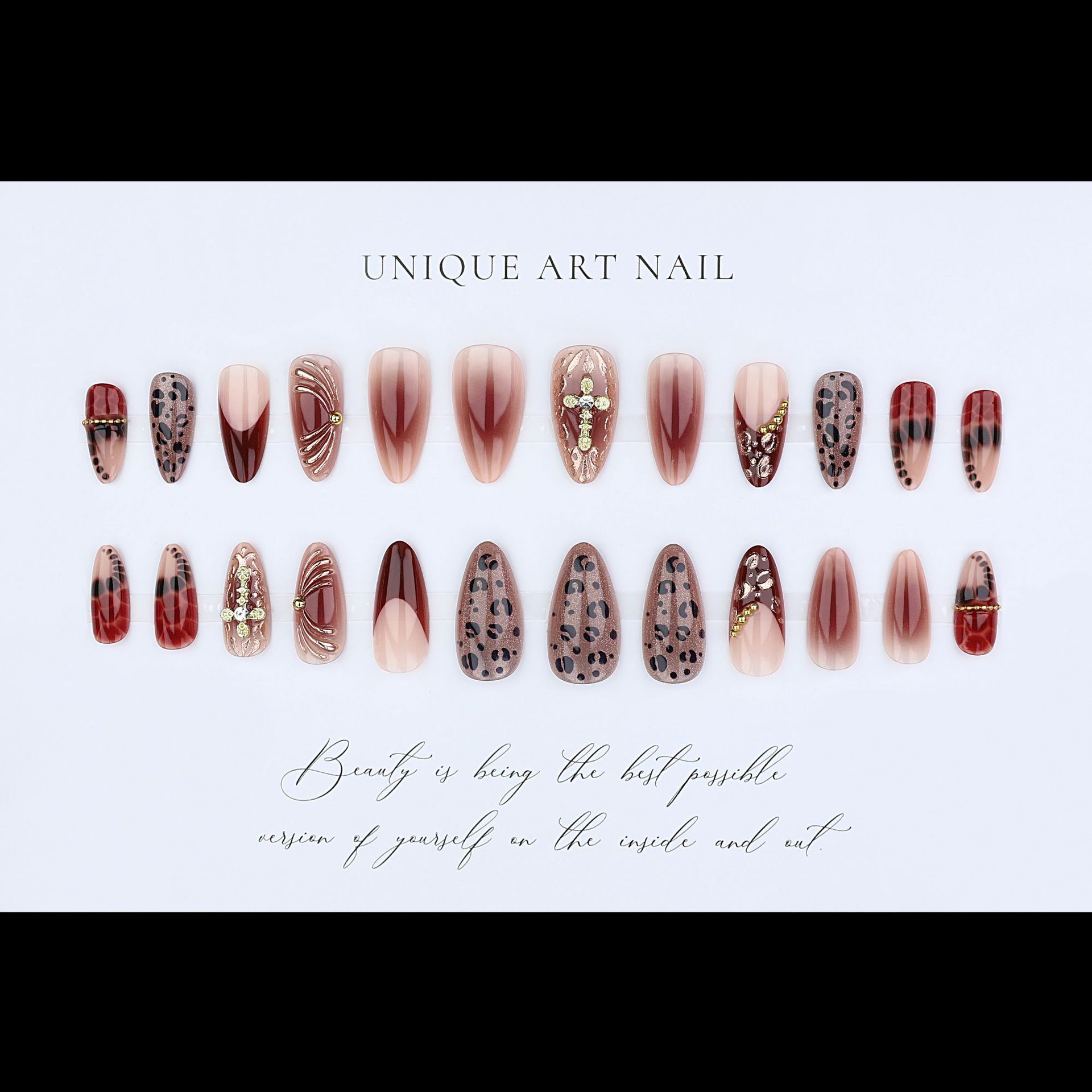 Uñas postizas color rojo vino  - Nail Art Red reseña y precio