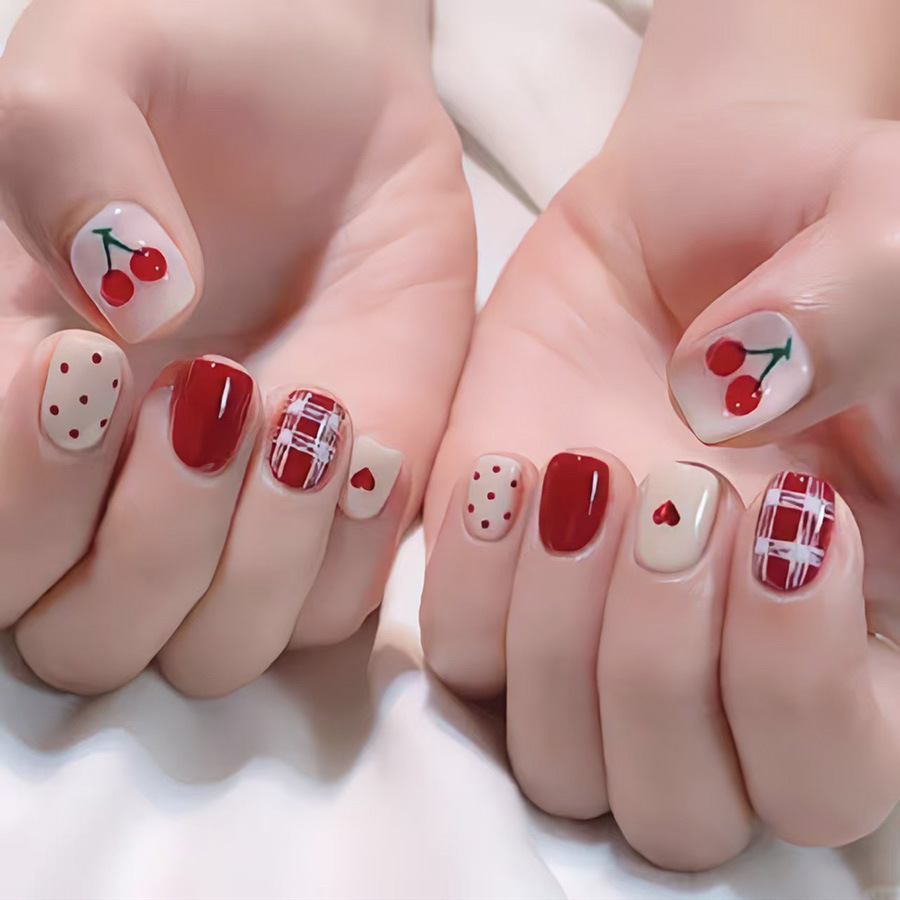 Uñas postizas cortas cuadradas - Nail Art Red reseña y precio