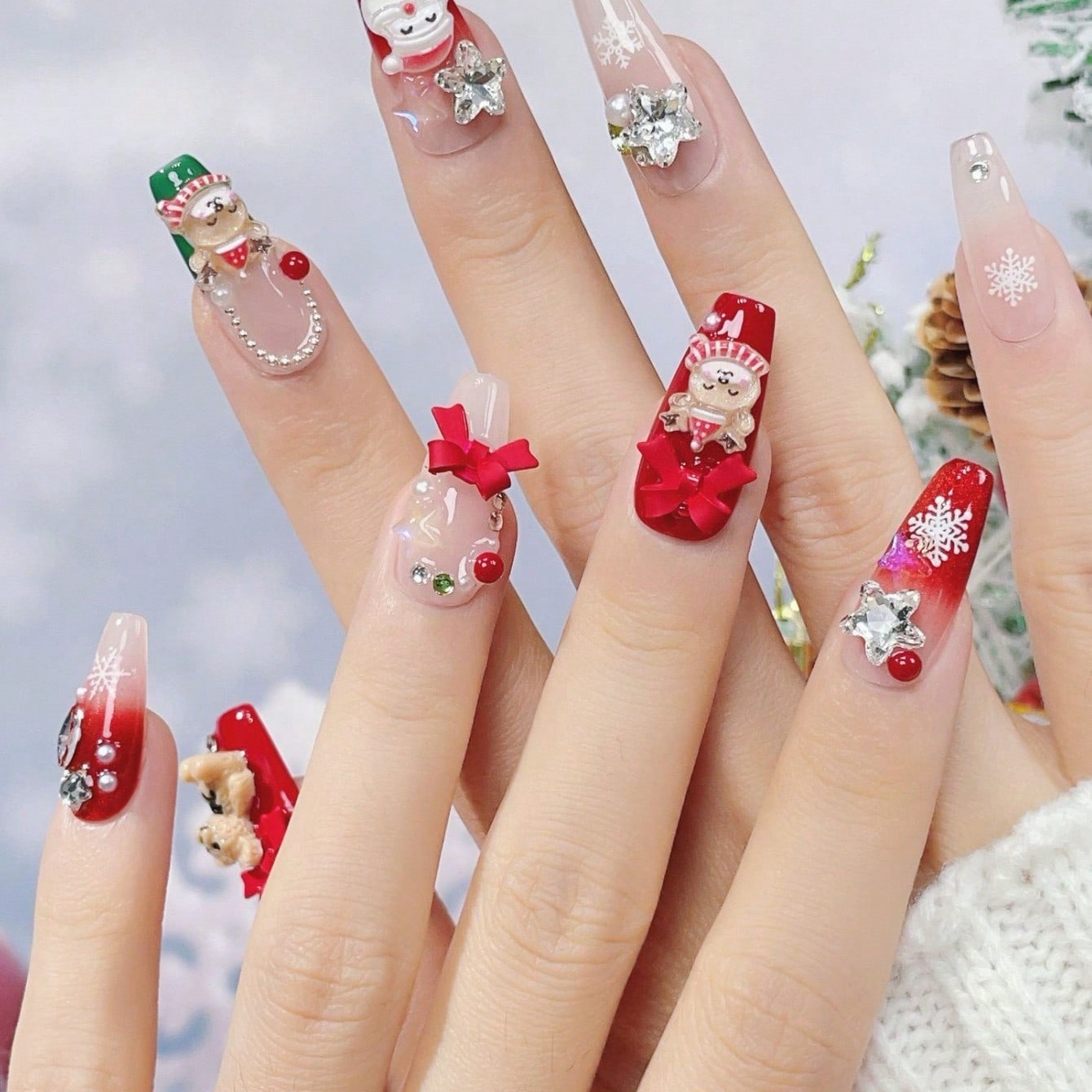 10 Uñas Postizas Hechas a Mano - Nail Art Red reseña y precio