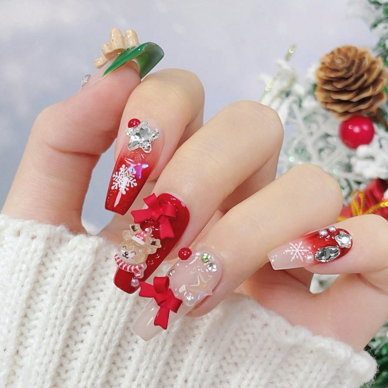 10 Uñas Postizas Hechas a Mano - Nail Art Red reseña y precio